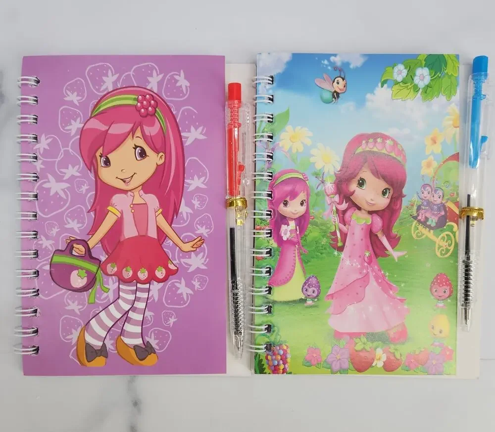 2 Spiral Pocket Notebook/Pen Strawberry Shortcake Princess 4x5.5